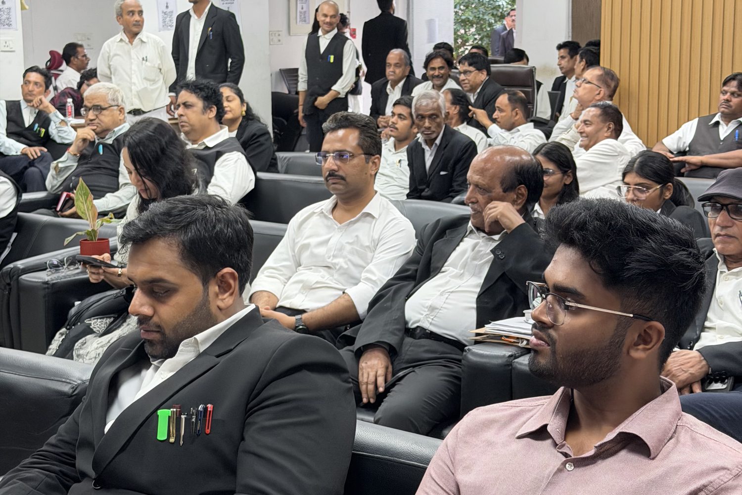 A packed hall of advocates at Rohini Court