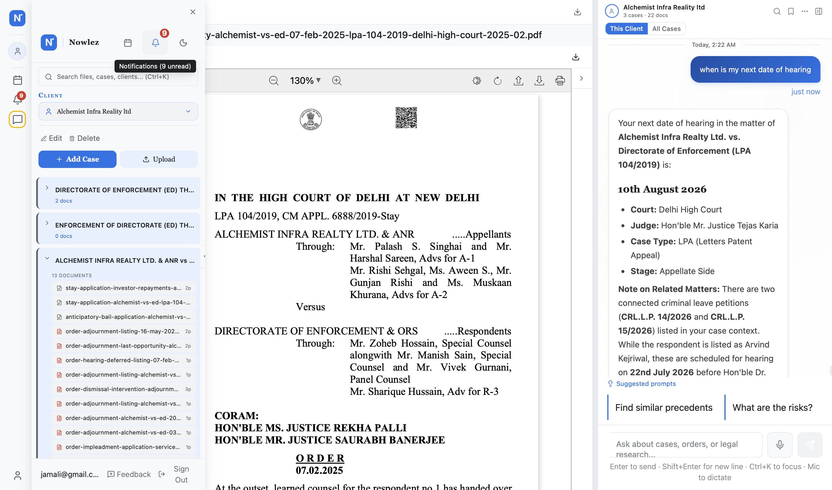 The dashboard on a Monday morning — everything listed this week across every court.